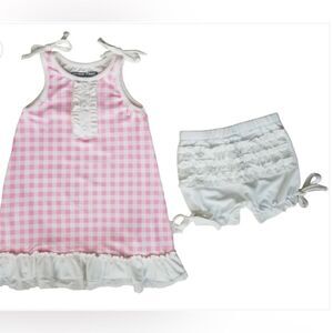 Sugar Bee Gown with Bloomers Peaches Plaid Green 18month NWT IN PACKAGE